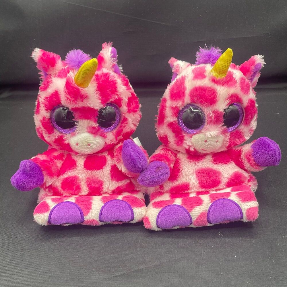 2 Ty Beanie Boos Peek-A-Boos Uni the Pink Unicorn Phone Holders Plush Twins